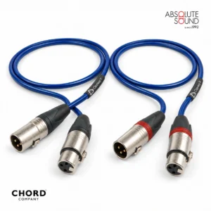 Chord Company Clearway X XLR interconnect, a pair of blue balanced cables with male and female XLR plugs