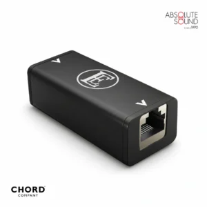 English Electric EE1 network isolator, a compact black unit with an Ethernet port