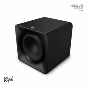 Klipsch Flexus Sub 100, a compact black subwoofer with a side-firing driver.
