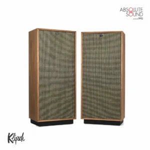 A pair of Klipsch Forte IV floorstanding loudspeakers with wood cabinets and fabric grilles.