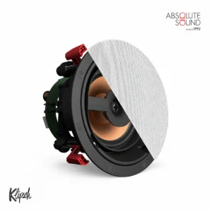 Klipsch PRO-16-RC in-ceiling speaker with a white grille and spring mounting tabs.