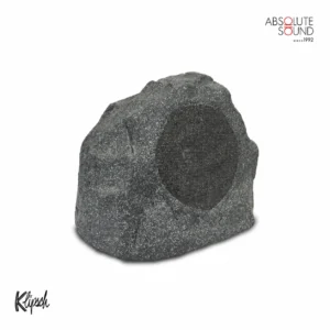 Klipsch PRO-650-T Granite outdoor speaker, shaped and finished to look like a grey rock.