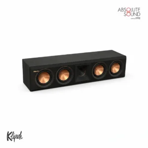 Klipsch RP-404C ll centre speaker in black, with four copper woofers in a horizontal cabinet.