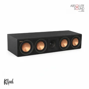Klipsch RP-504C ll centre speaker in black, with four copper woofers in a horizontal cabinet.
