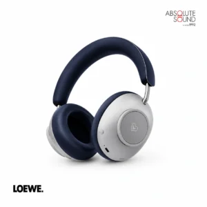 Loewe Leo over-ear headphones in midnight blue, with silver earcups.