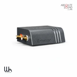 Wattson Audio Emerson Analog network streamer, a compact cast chassis with gold analogue output sockets.