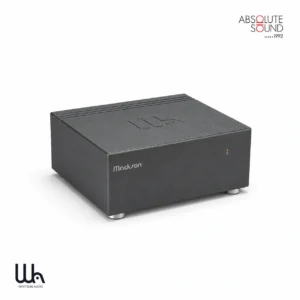 Wattson Audio Madison Power S power amplifier in dark grey, a plain chassis with the Wattson Audio logo on the top panel.