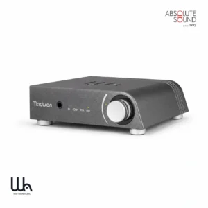 Wattson Audio Madison Streamer in dark grey, with a large volume control and coaxial, optical and network inputs.