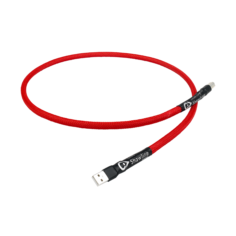 Chord Company Shawline USB cable, red, with a USB Type A plug